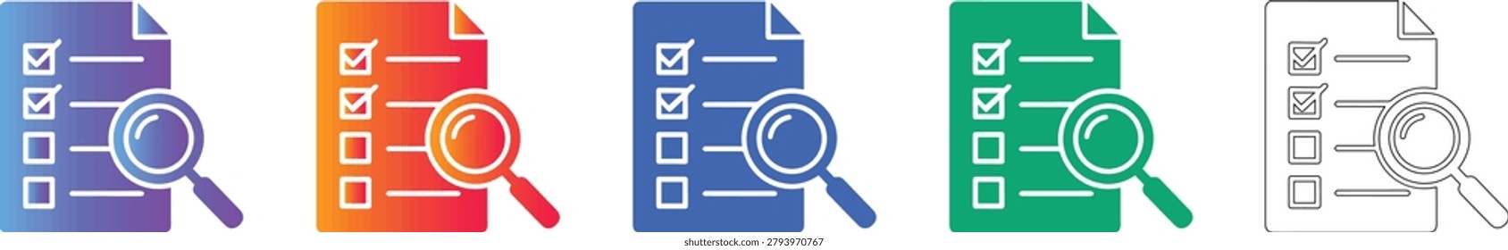 Checklist and Magnifying Glass Icon Set vol 1470