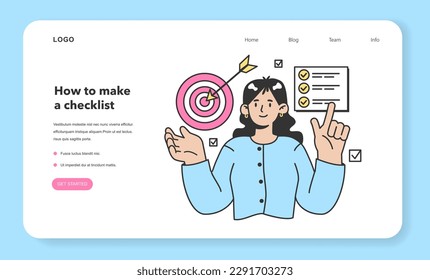 Checklist making concept. Character planning the daily routine, events, projects or work tasks. Time optimization and positive habit building. Appointment progress checking. Flat vector illustration