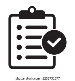 Checklist with mark icon in flat style isolated on background. Checklist sign symbol for web site and app design.