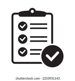 Checklist with mark icon in flat style isolated on background. Checklist sign symbol for web site and app design.