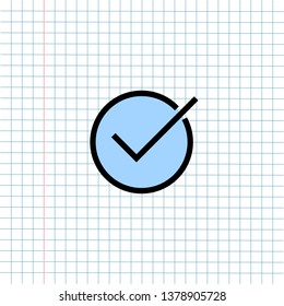 Checklist Mark Symbol Icon on Paper Note Background, Media Icon for Technology Communication and Business E-Commerce Concept. Vector, Illustration