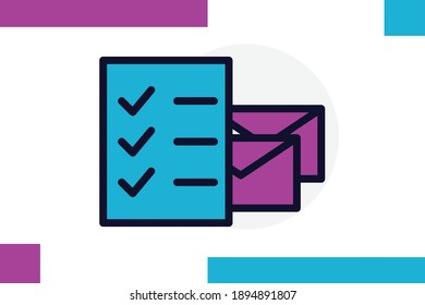
Checklist message icon colored line symbol. Premium quality isolated email element. 
