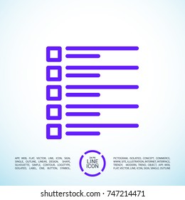 Checklist minimal icon. Checkbox line vector icon for websites and mobile minimalistic flat design.