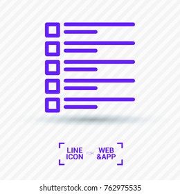 Checklist minimal icon. Checkbox line vector icon for websites and mobile minimalistic flat design.