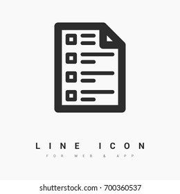 Checklist minimal icon. Form line vector icon for websites and mobile minimalistic flat design.