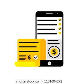 Checklist mobile app icon, mobile app for accounting of finance