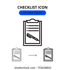 Checklist modern linear icon with editable stroke
