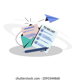 Checklist. Month planning, to do list, time management. Implementation of the plan. To Do List with Check Marks. Modern Office with Planners. Time management Concept.