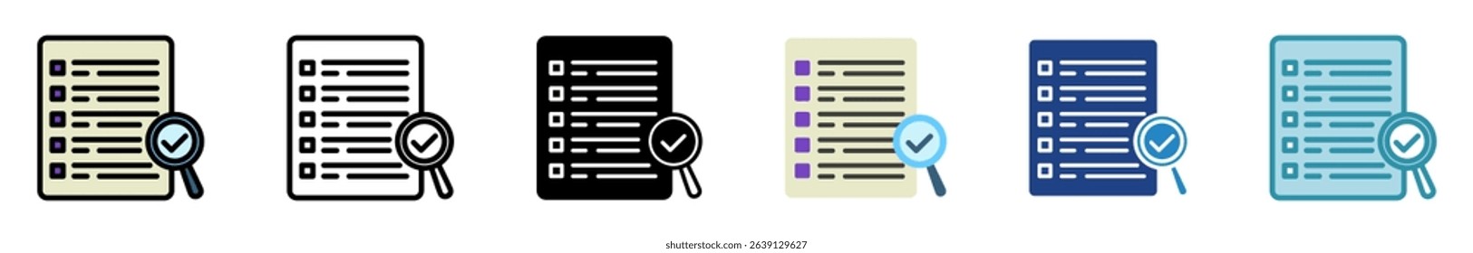 Checklist multi style, mini illustration icon set. outline, flat, glyph, line color. vector for UI, UX, app, web, digital or print, related to education, business, research and development.