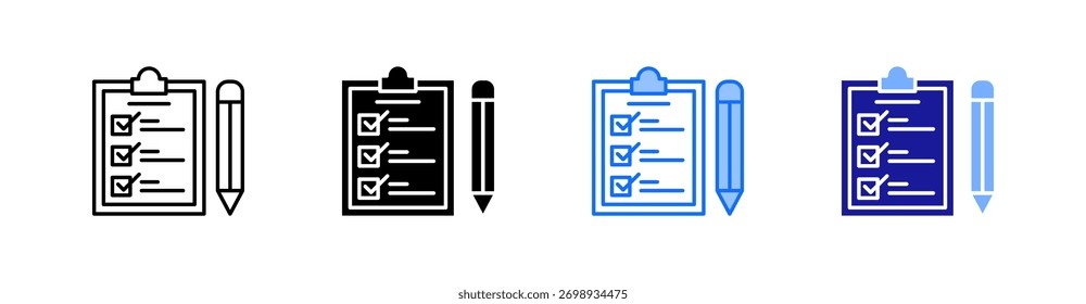 Checklist Multiple Style Icon Set Vector