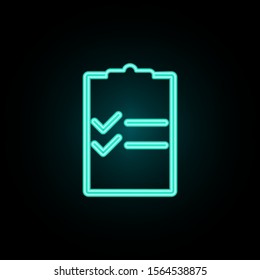 Checklist neon icon. Simple thin line, outline vector of web icons for ui and ux, website or mobile application