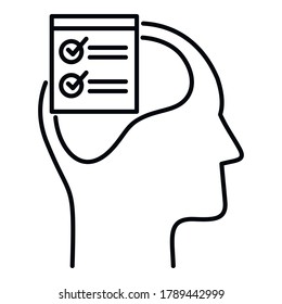 Checklist neuromarketing icon. Outline checklist neuromarketing vector icon for web design isolated on white background