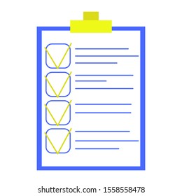 Checklist for new year 2020 with completed tasks blue plate with text on which divided check boxes are ready
