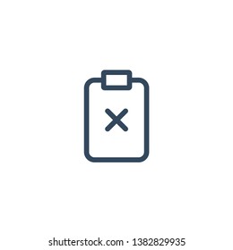 Checklist not approved line icon for web and mobile
