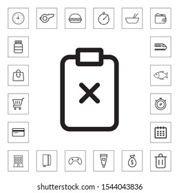 Checklist not approved line icon for web and mobile