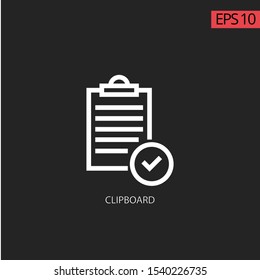 Checklist note icon. Web icons with white line icon on black background.