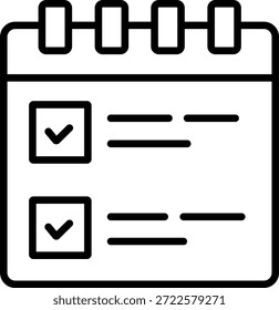 Checklist Notebook Icon Line Outline Task Completion