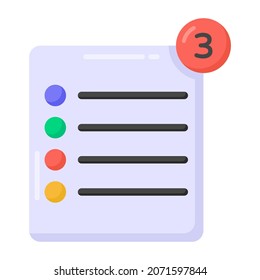 Checklist notification in flat style icon, editable vector 