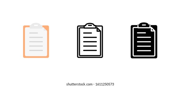 Checklist office icon. Service flat, silhouette, line vector illustration on white background