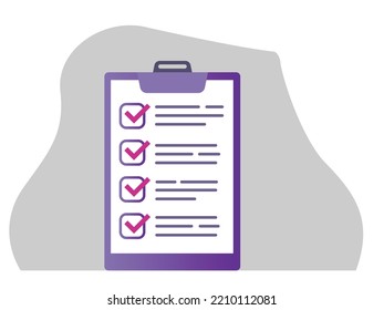  lista de verificación. Trabajador de oficina con lápiz que busca la lista de verificación completa. Planificación exitosa de tareas empresariales, concepto vectorial de logro de objetivos. Marcar o marcar tareas realizadas por el empleado