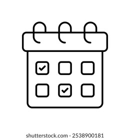 Checklist On Calendar icon isolated on a white background. Vector illustration.