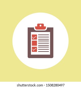 Checklist on Clip Board Icon Flat Graphic Design