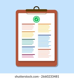 Lista de verificación en un Portapapeles con una marca de verificación.