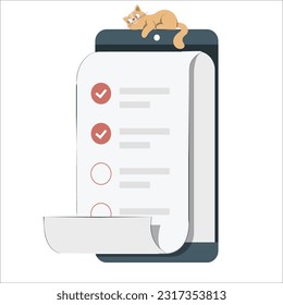 Checklist on a clipboard paper. Successful completion of business tasks. 3D Web Vector Illustrations.

