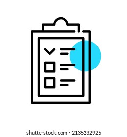 Checklist on a clipboard. Pixel perfect, editable stroke fun color icon