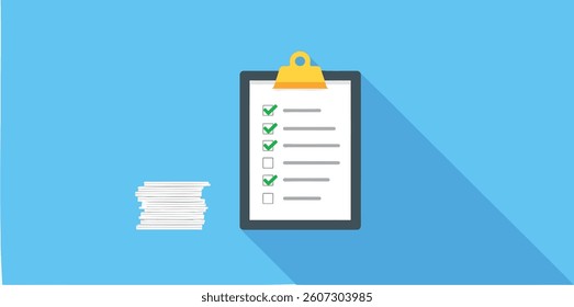 checklist on clipboard shows progress and accomplishment
