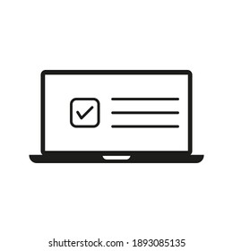 
Checklist on the laptop screen. Isolated vector illustration in flat style. Design for web site on white background