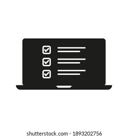 
Checklist on the laptop screen. Isolated vector illustration in flat style. Design for web site on white background