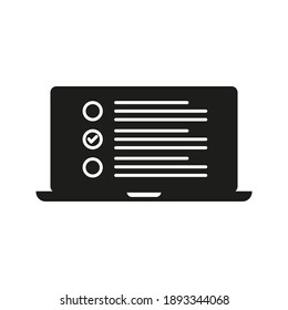 
Checklist on the laptop screen. Isolated vector illustration in flat style. Design for web site on white background