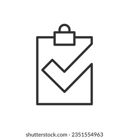 Checklist on, linear icon. Line with editable stroke