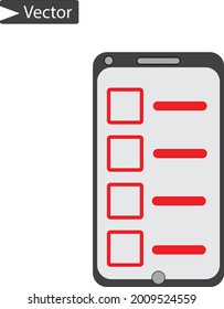 A checklist on a mobile phone