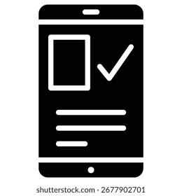 Lista de verificación en el ícono de Web móvil en estilo en negrita