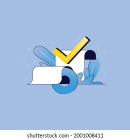 Lista de comprobación en la ilustración del vector de papel