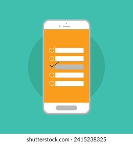 Checklist on smartphone cartoon vector illustration