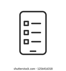 checklist on smartphone. linear icon. Line with editable stroke