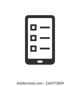 checklist on smartphone. monochrome icon