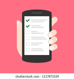 Checklist on smartphone screen