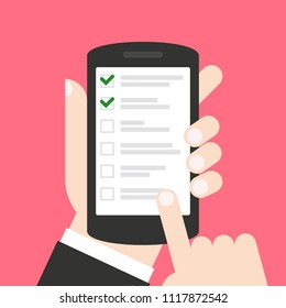 Checklist on smartphone screen