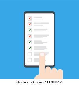 Checklist on smartphone screen