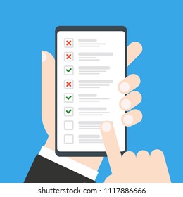 Checklist on smartphone screen