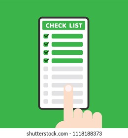 Checklist on smartphone screen