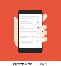 Checklist on smartphone screen