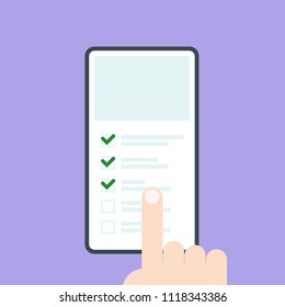 Checklist on smartphone screen
