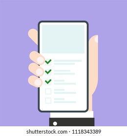 Checklist on smartphone screen
