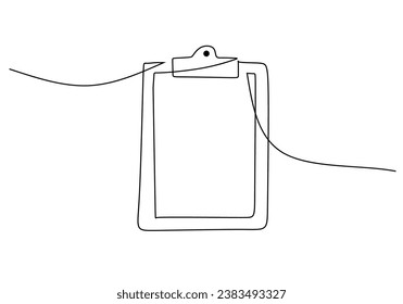 Checklist one line drawing. Continuous single outline clipboard. Vector illustration isolated. Minimalist design handdrawn.
