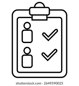 Symbol für Umrisslinie der Checkliste einzeln auf Weiß